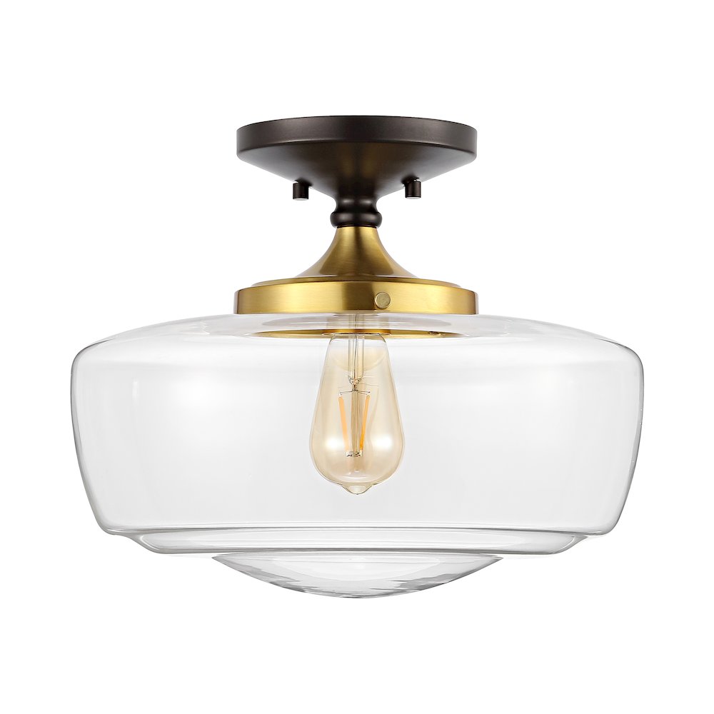 Marfa Glass/Iron Farmhouse Modern Led Flush Mount. Picture 3
