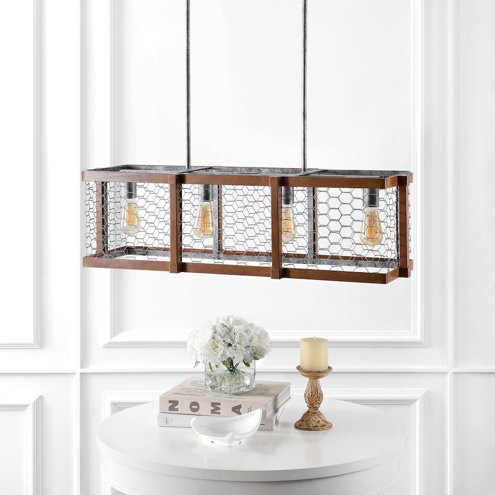 Gaines Linear Adjustable Iron Rustic Industrial Led Pendant. Picture 12