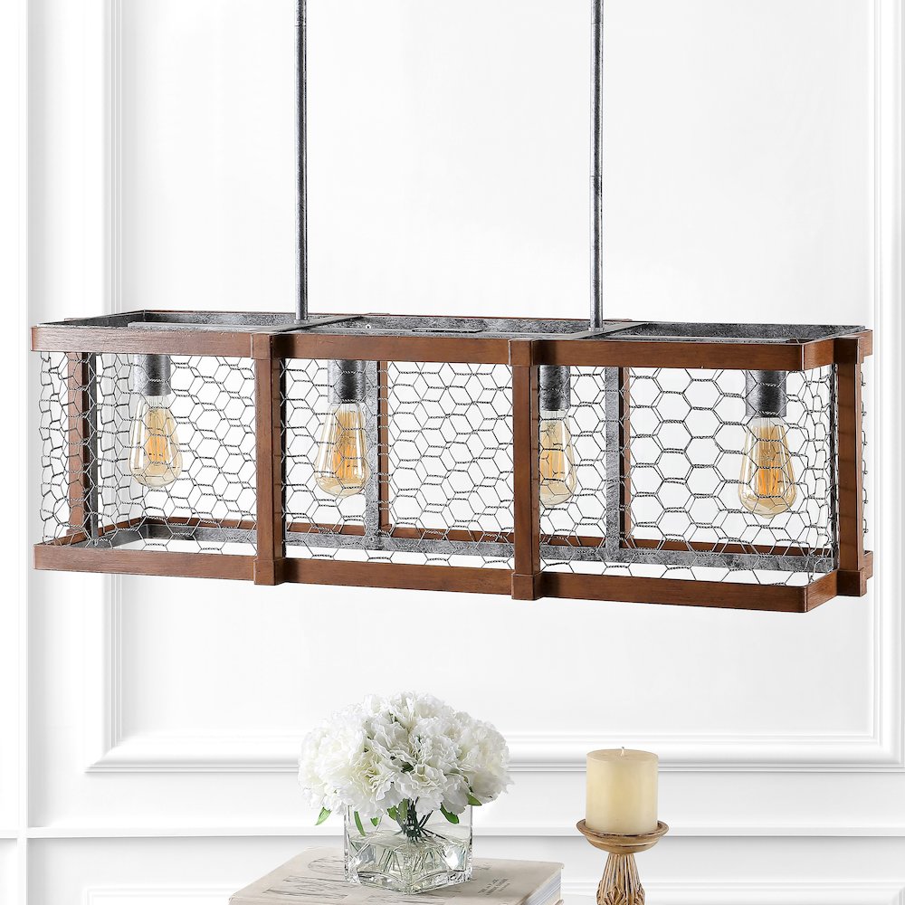 Gaines Linear Adjustable Iron Rustic Industrial Led Pendant. Picture 10