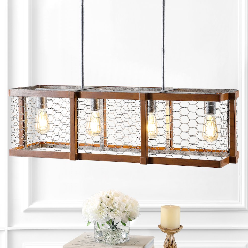 Gaines Linear Adjustable Iron Rustic Industrial Led Pendant. Picture 9