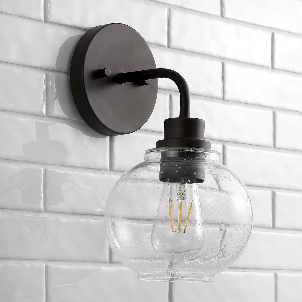Sandrine Iron/Seeded Glass Cottage Rustic Led Vanity Light. Picture 12