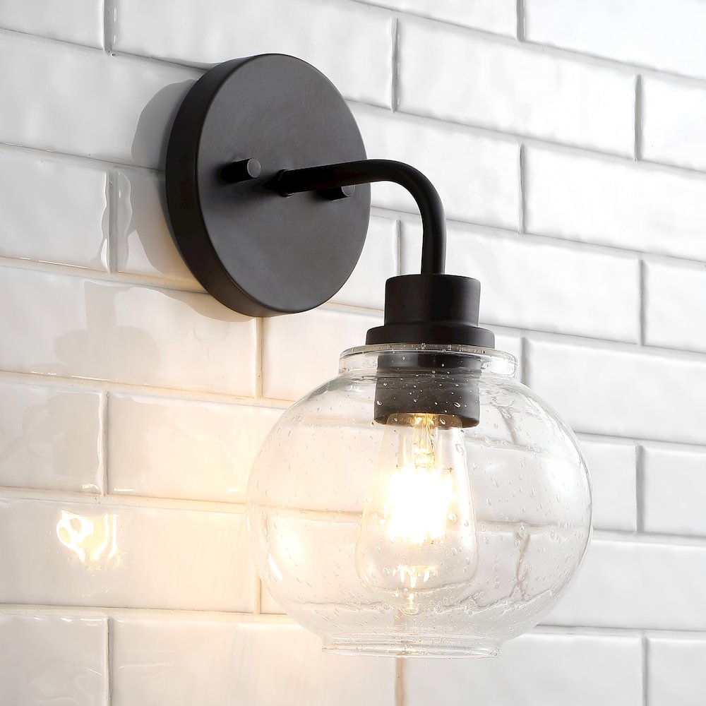 Sandrine Iron/Seeded Glass Cottage Rustic Led Vanity Light. Picture 11