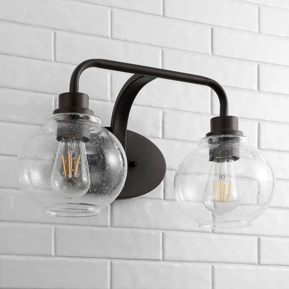 Sandrine Iron/Seeded Glass Cottage Rustic Led Vanity Light. Picture 12