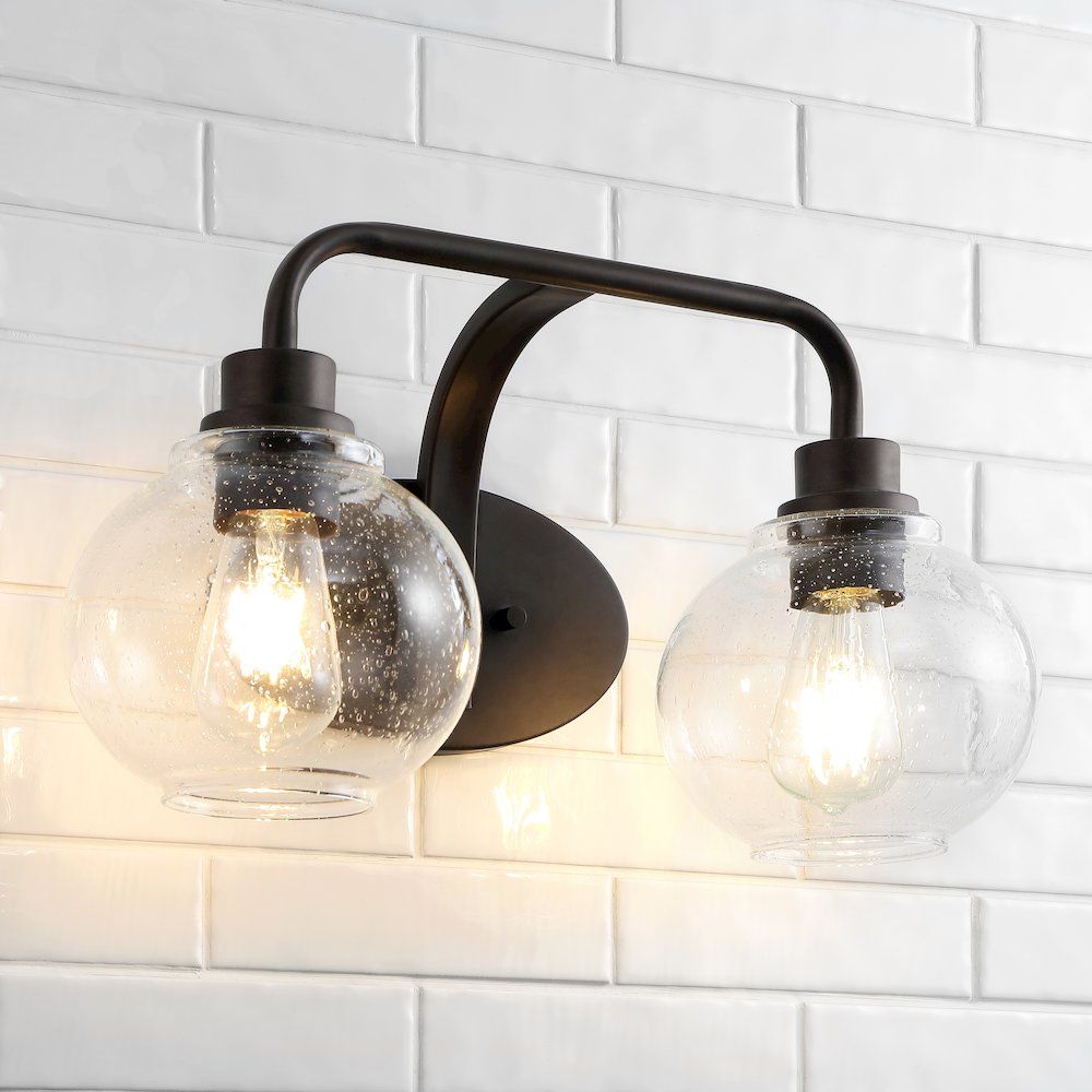 Sandrine Iron/Seeded Glass Cottage Rustic Led Vanity Light. Picture 11