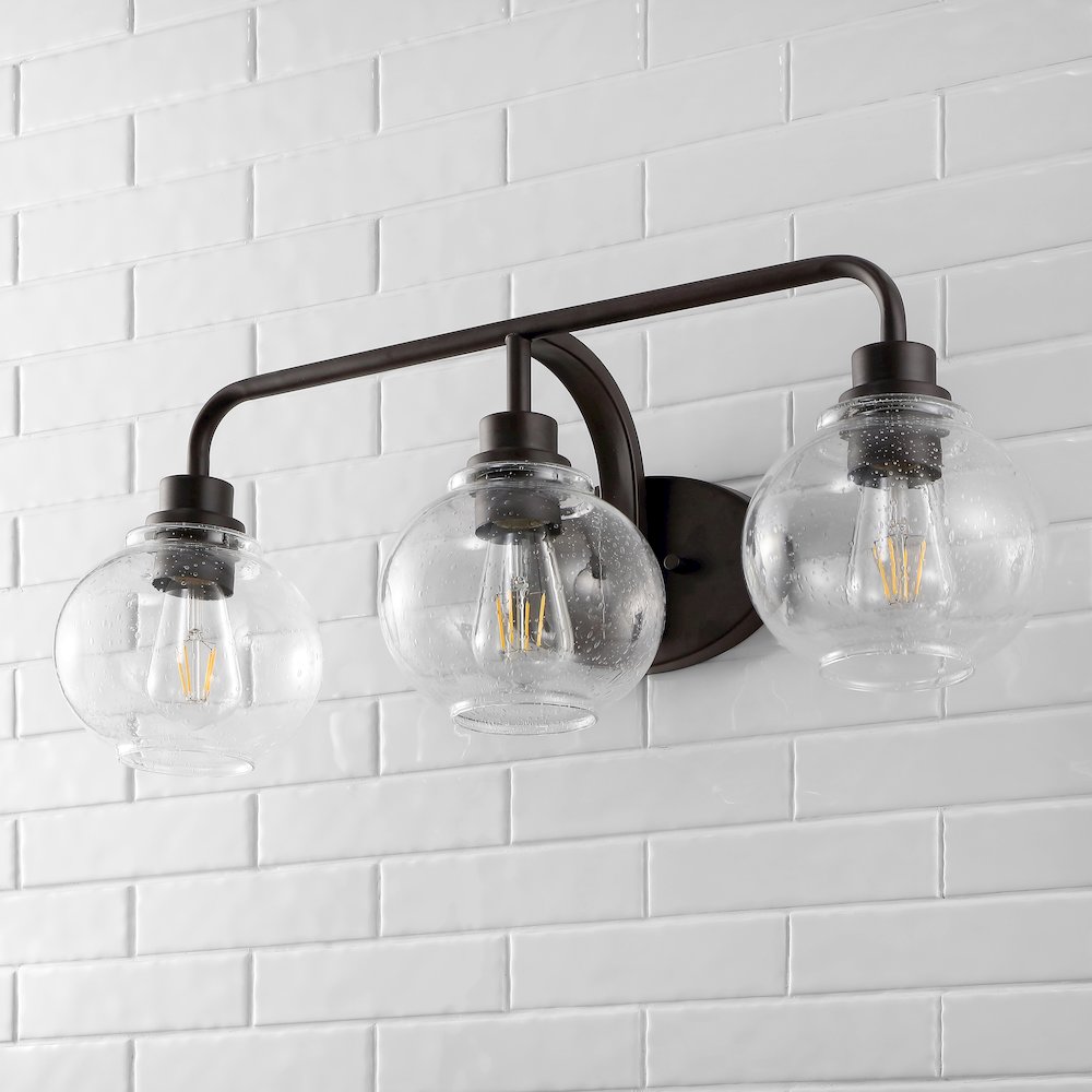 Sandrine Iron/Seeded Glass Cottage Rustic Led Vanity Light. Picture 12