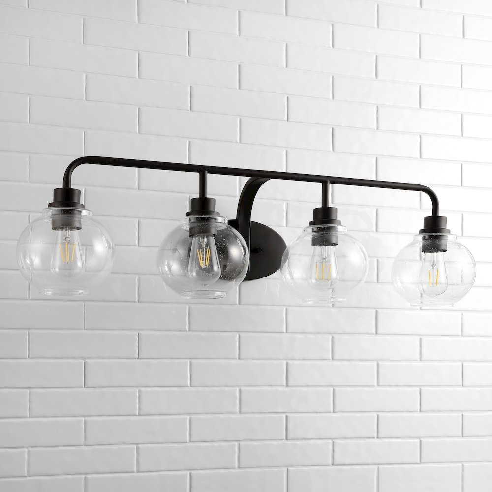 Sandrine Iron/Seeded Glass Cottage Rustic Led Vanity Light. Picture 12