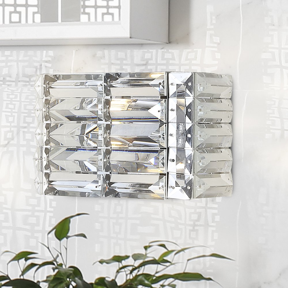 Evelyn Crystal Rectangle Ironcrystal Glam Modern Led Vanity Light. Picture 6