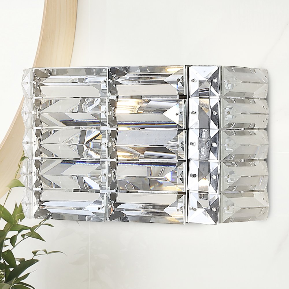 Evelyn Crystal Rectangle Ironcrystal Glam Modern Led Vanity Light. Picture 7