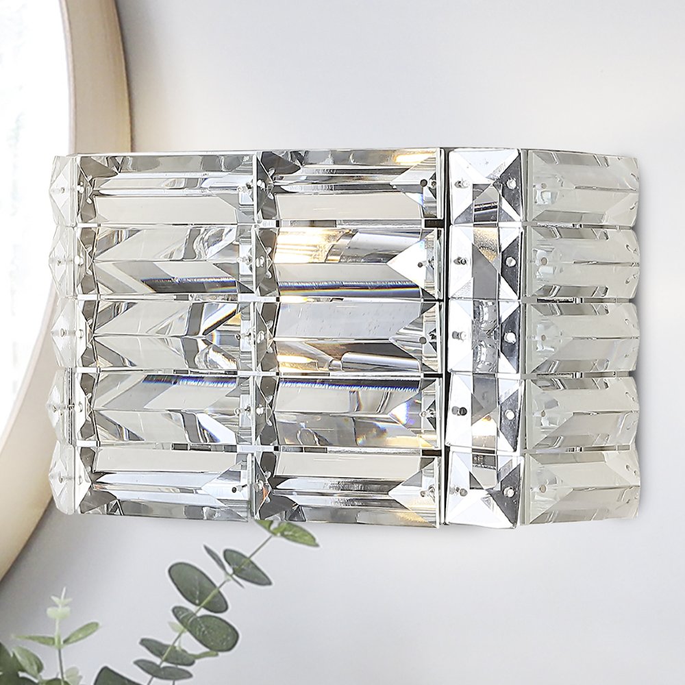Evelyn Crystal Rectangle Ironcrystal Glam Modern Led Vanity Light. Picture 8