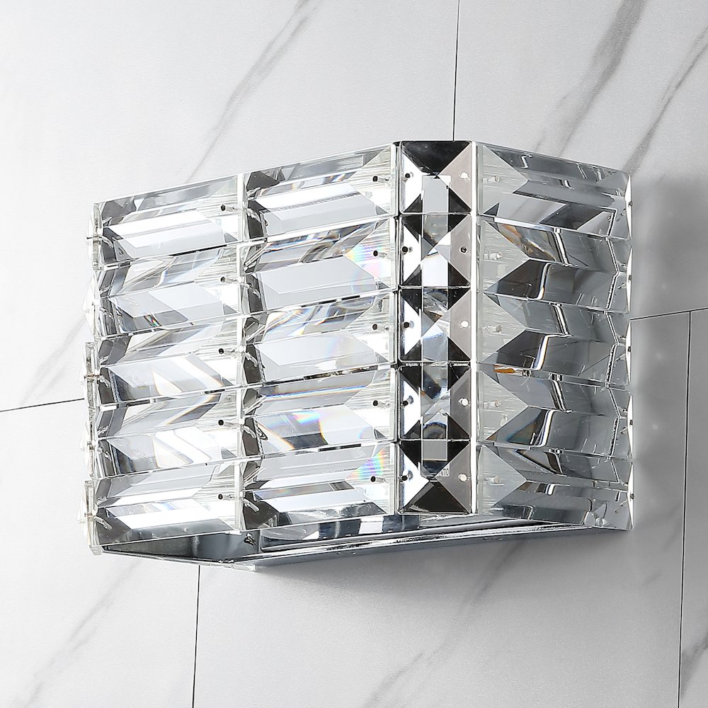 Evelyn Crystal Rectangle Ironcrystal Glam Modern Led Vanity Light. Picture 5