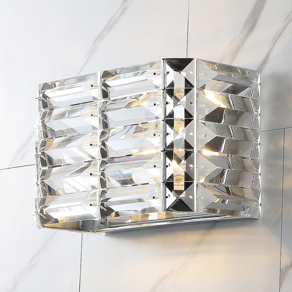 Evelyn Crystal Rectangle Ironcrystal Glam Modern Led Vanity Light. Picture 4