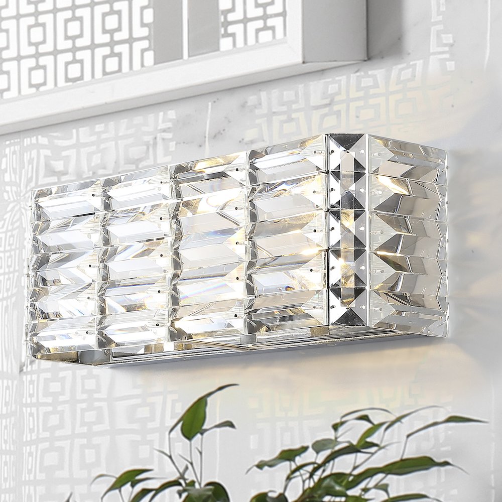 Evelyn Crystal Rectangle Ironcrystal Glam Modern Led Vanity Light. Picture 6