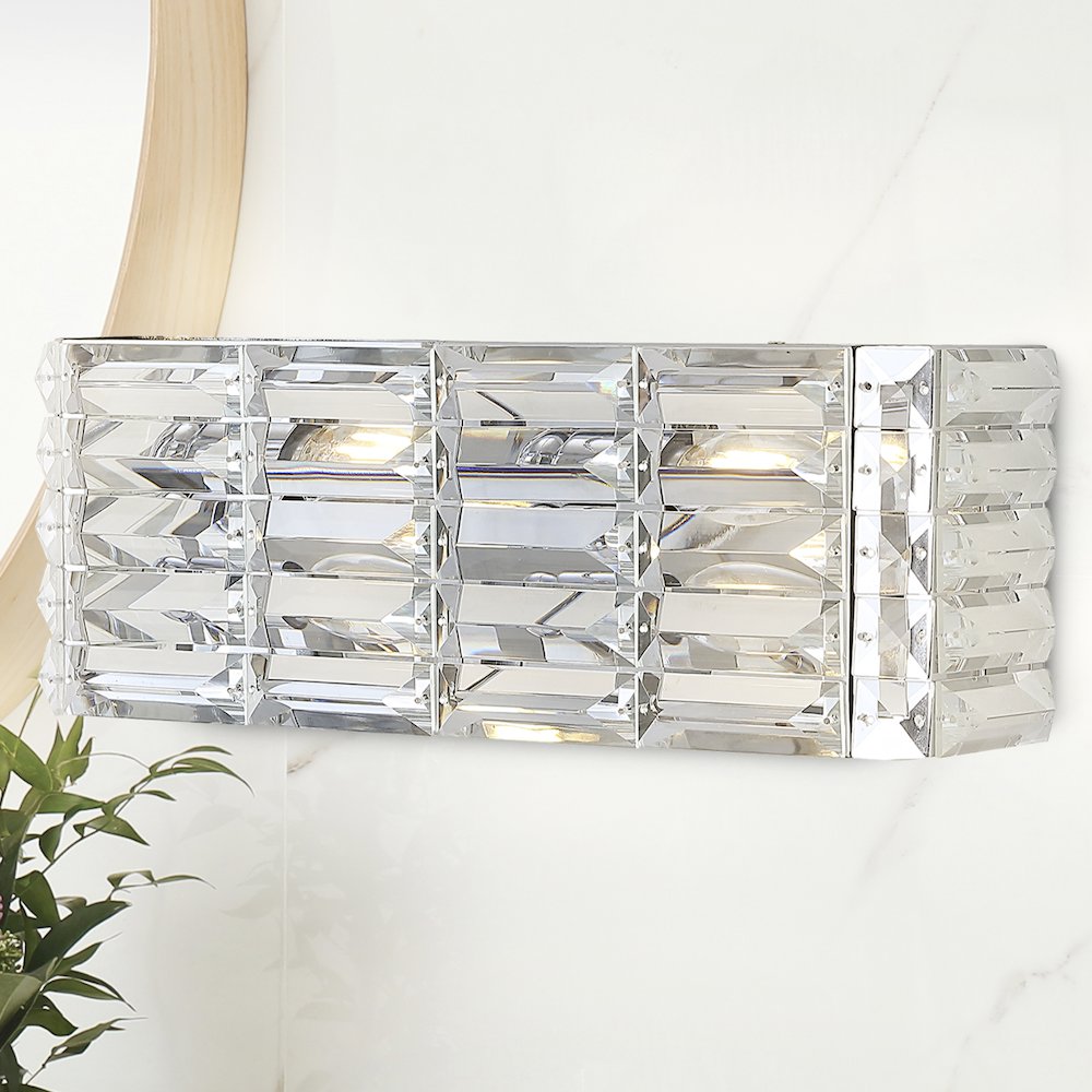 Evelyn Crystal Rectangle Ironcrystal Glam Modern Led Vanity Light. Picture 7