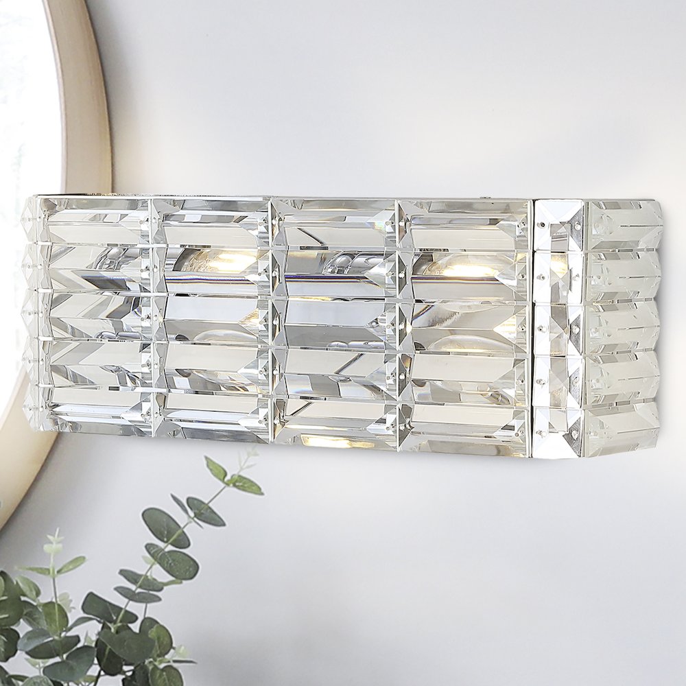 Evelyn Crystal Rectangle Ironcrystal Glam Modern Led Vanity Light. Picture 8