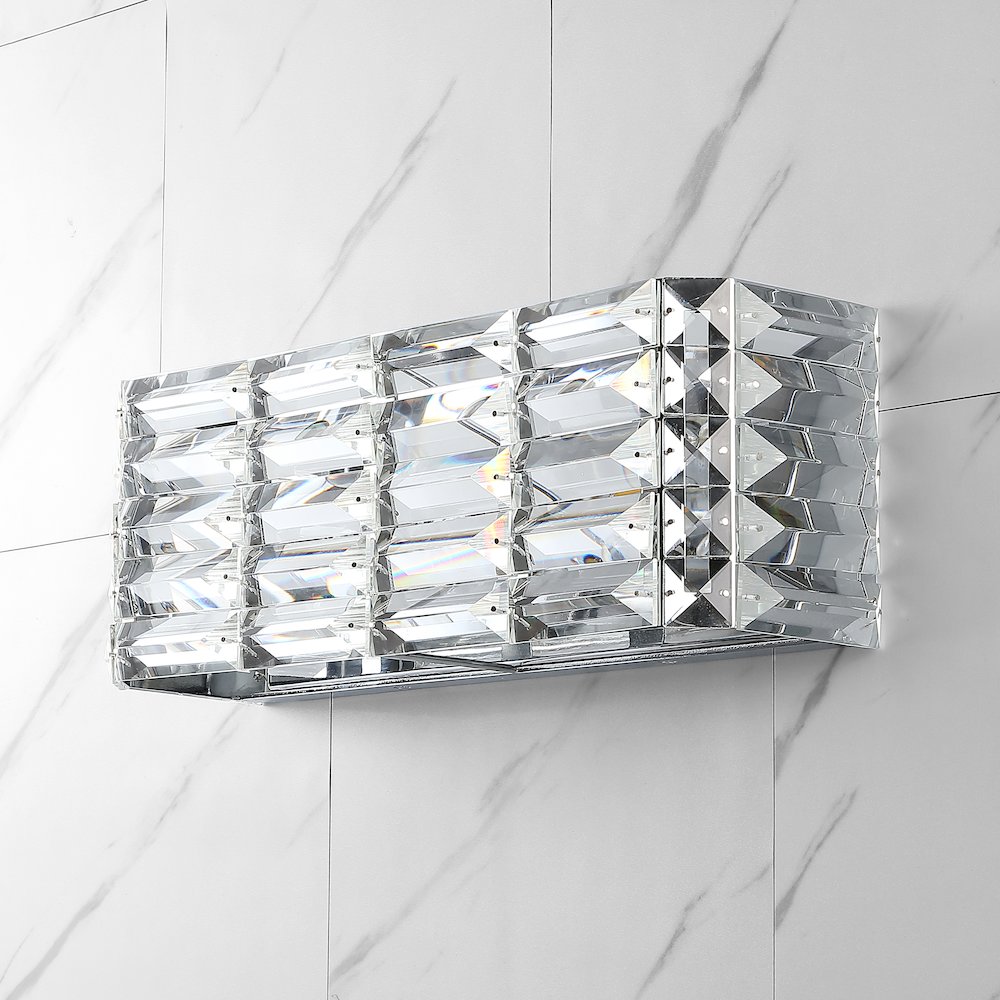 Evelyn Crystal Rectangle Ironcrystal Glam Modern Led Vanity Light. Picture 5