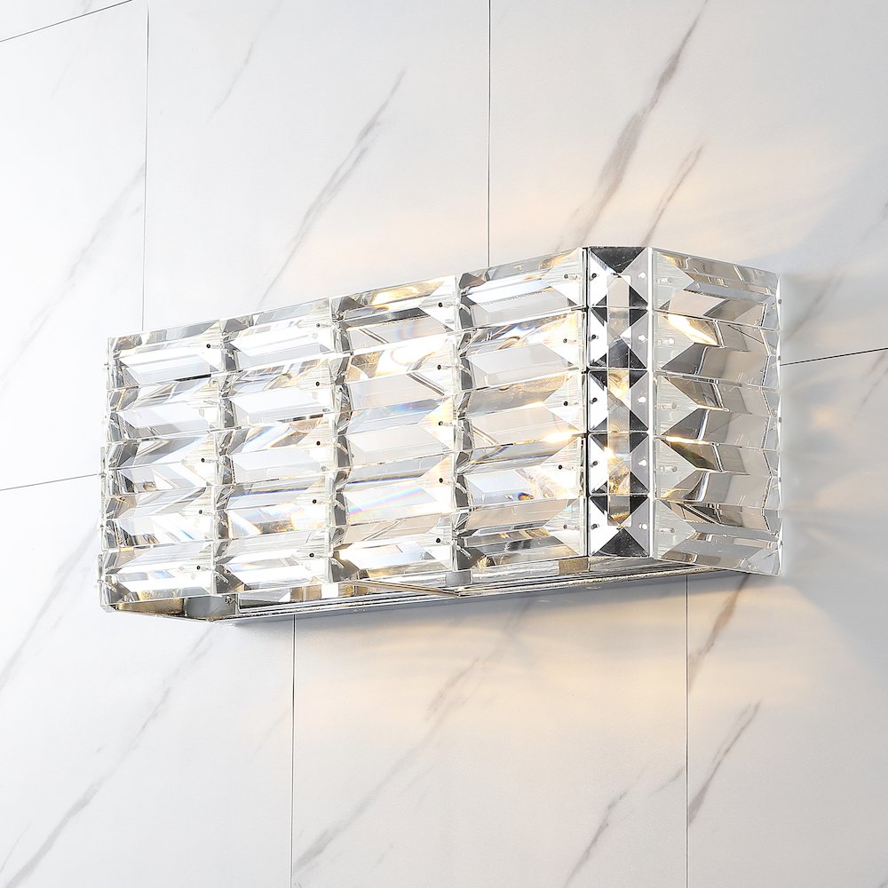 Evelyn Crystal Rectangle Ironcrystal Glam Modern Led Vanity Light. Picture 4