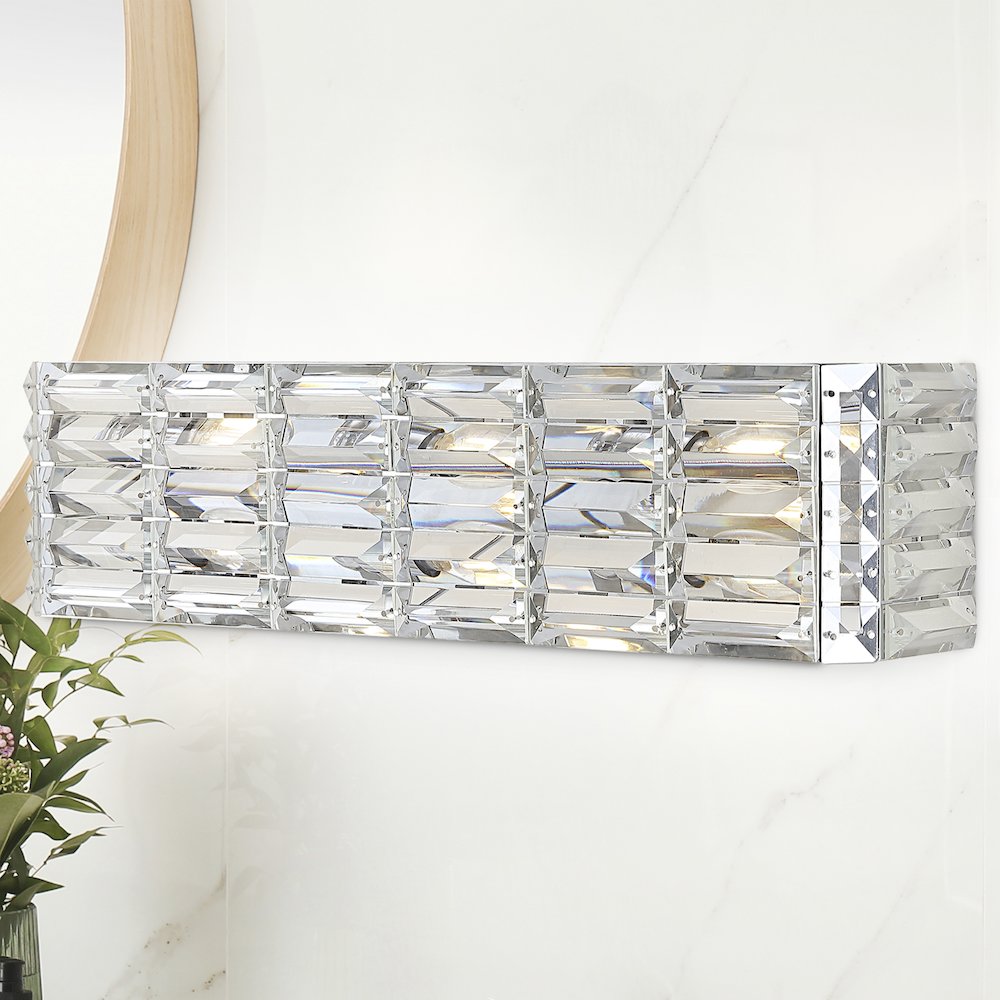 Evelyn Crystal Rectangle Ironcrystal Glam Modern Led Vanity Light. Picture 9