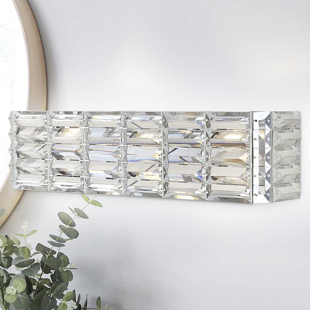 Evelyn Crystal Rectangle Ironcrystal Glam Modern Led Vanity Light. Picture 10