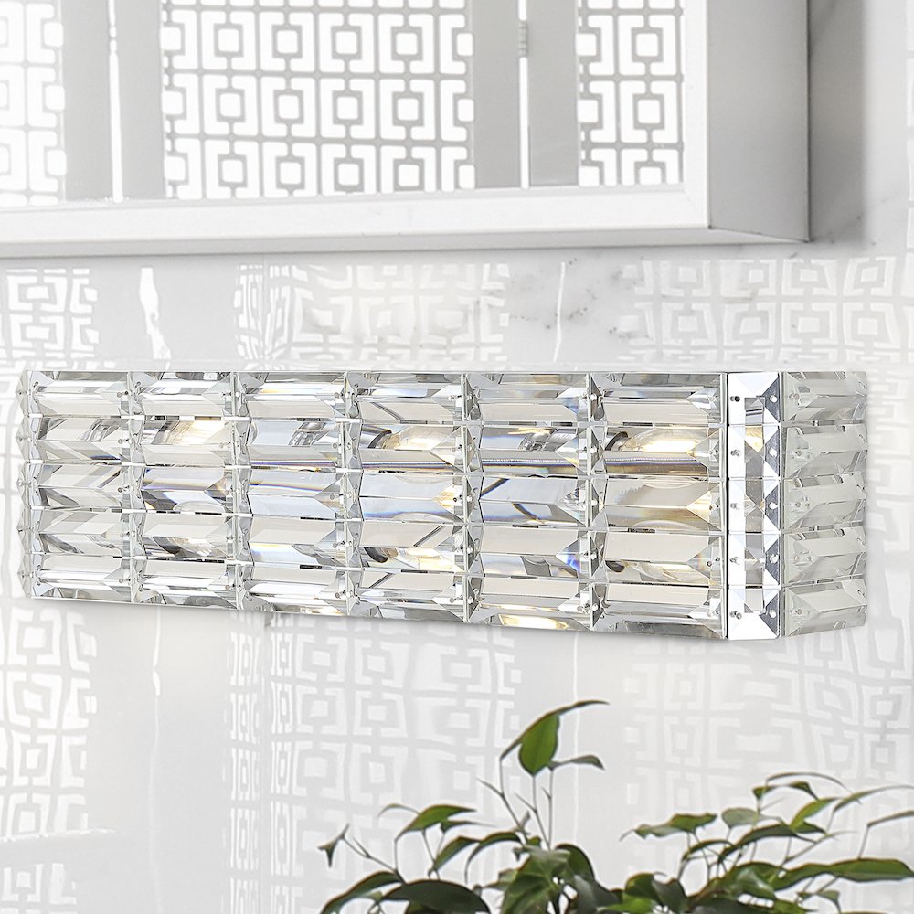 Evelyn Crystal Rectangle Ironcrystal Glam Modern Led Vanity Light. Picture 11