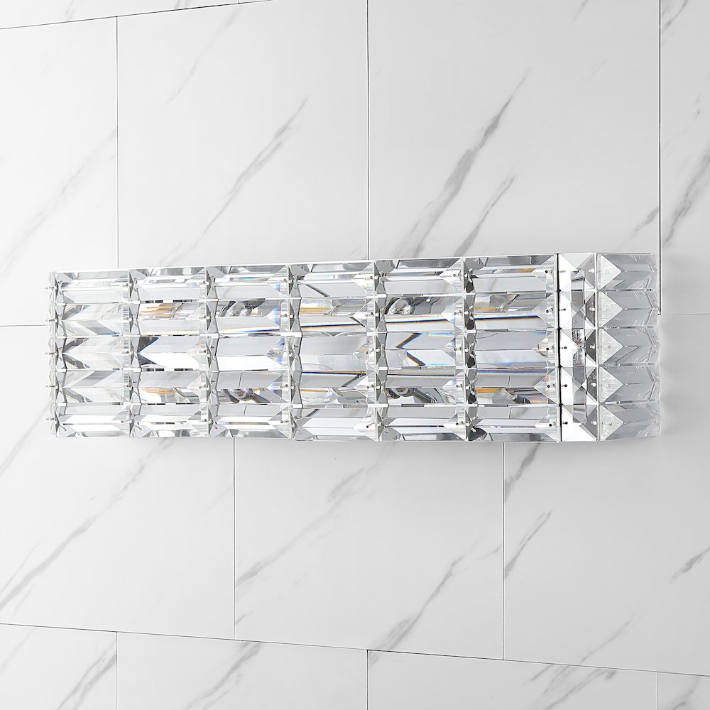 Evelyn Crystal Rectangle Ironcrystal Glam Modern Led Vanity Light. Picture 7