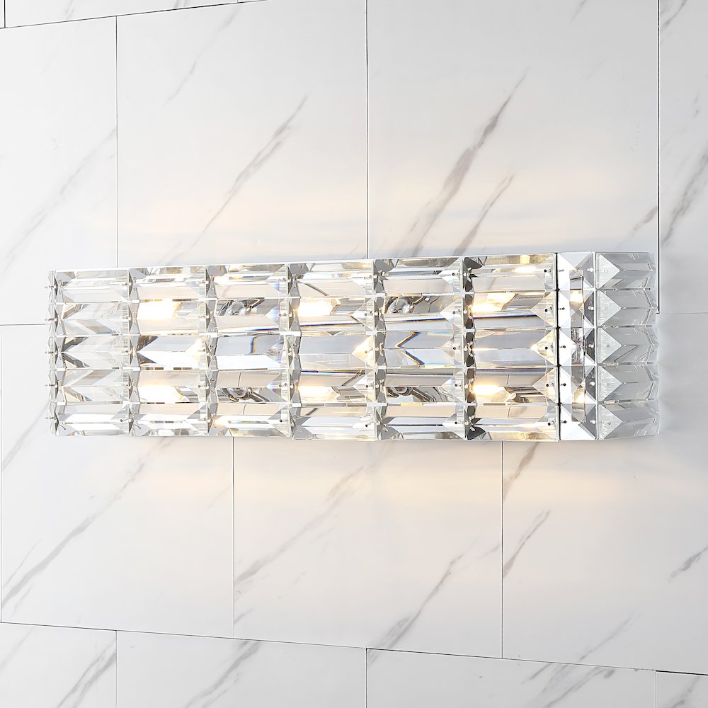 Evelyn Crystal Rectangle Ironcrystal Glam Modern Led Vanity Light. Picture 6