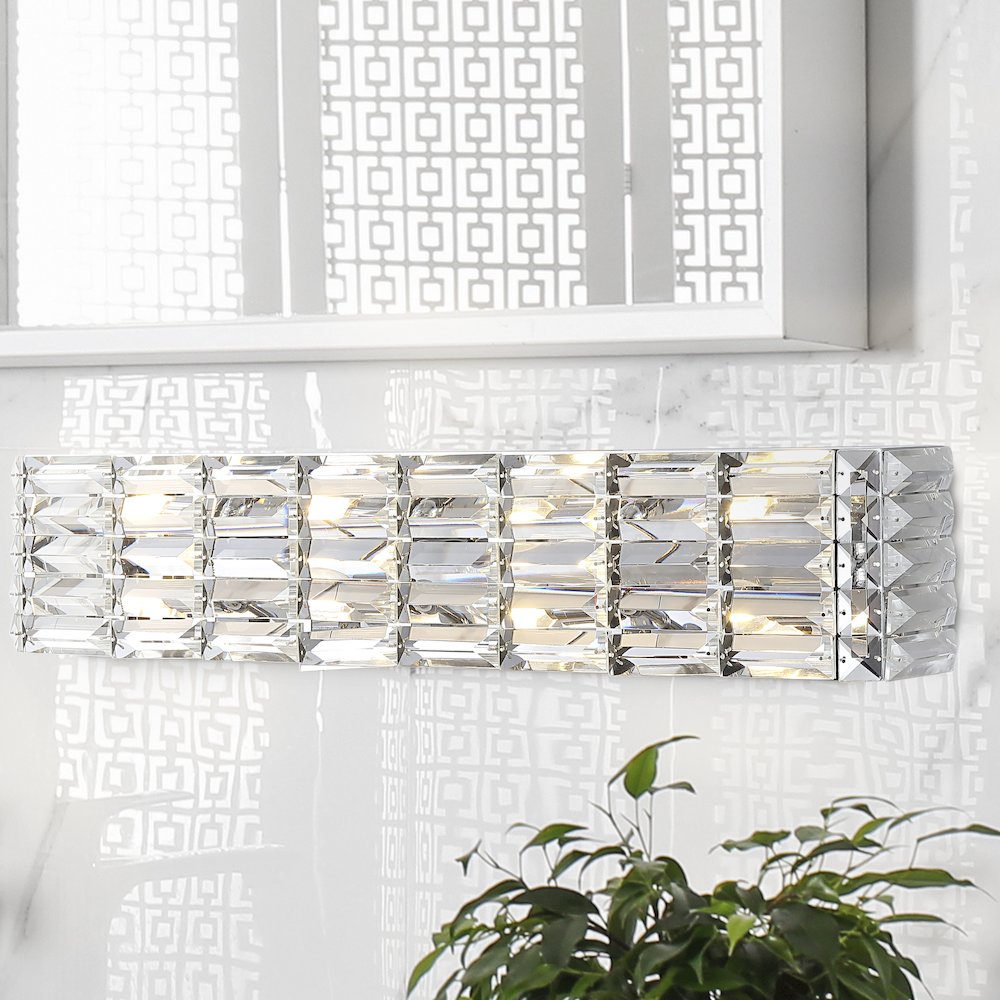 Evelyn Crystal Rectangle Ironcrystal Glam Modern Led Vanity Light. Picture 9