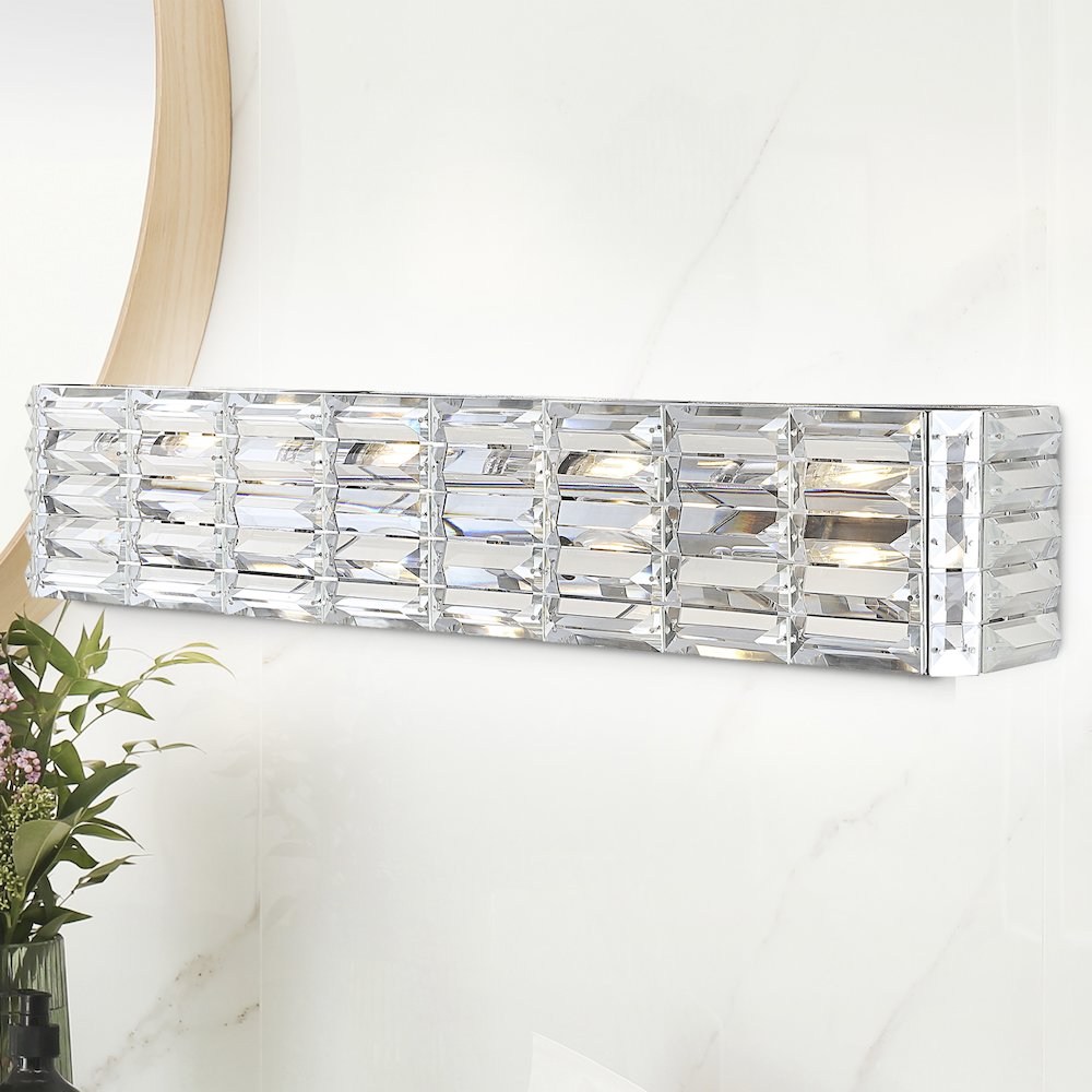 Evelyn Crystal Rectangle Ironcrystal Glam Modern Led Vanity Light. Picture 10