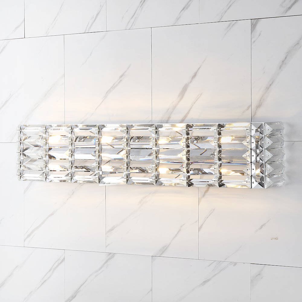 Evelyn Crystal Rectangle Ironcrystal Glam Modern Led Vanity Light. Picture 6