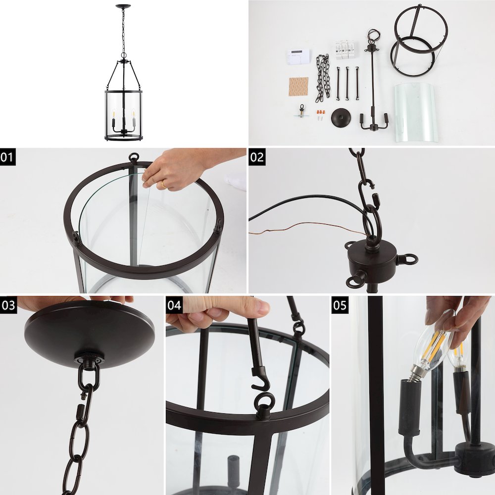 Kinsley Industrial Farmhouse Iron/Glass Led Pendant. Picture 10