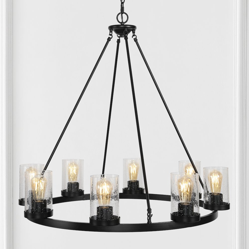 Coronet Iron/Seeded Glass Rustic Farmhouse Led Chandelier. Picture 10