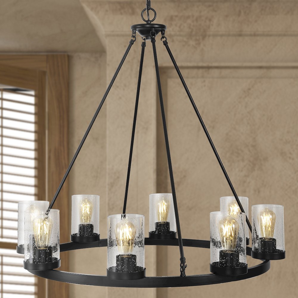 Coronet Iron/Seeded Glass Rustic Farmhouse Led Chandelier. Picture 11