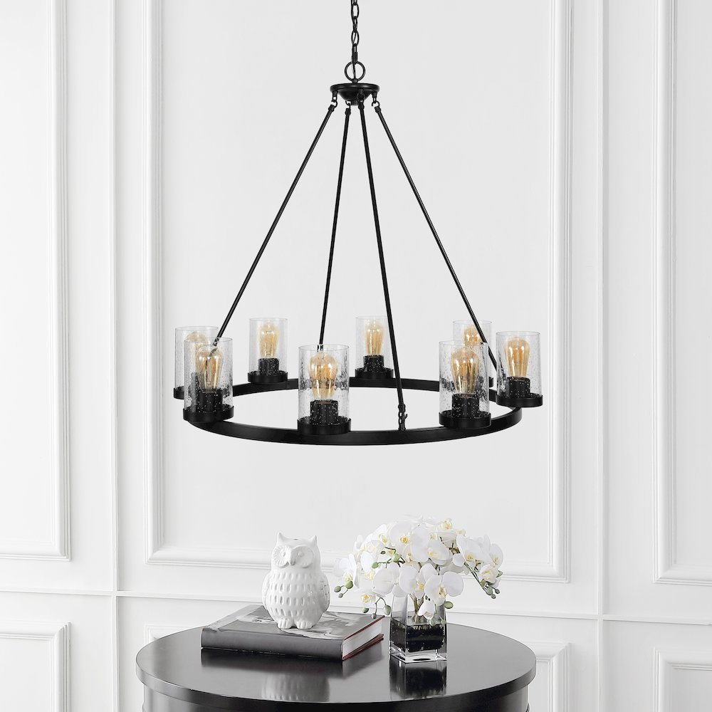 Coronet Iron/Seeded Glass Rustic Farmhouse Led Chandelier. Picture 8