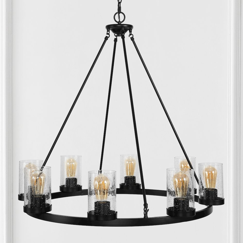 Coronet Iron/Seeded Glass Rustic Farmhouse Led Chandelier. Picture 6