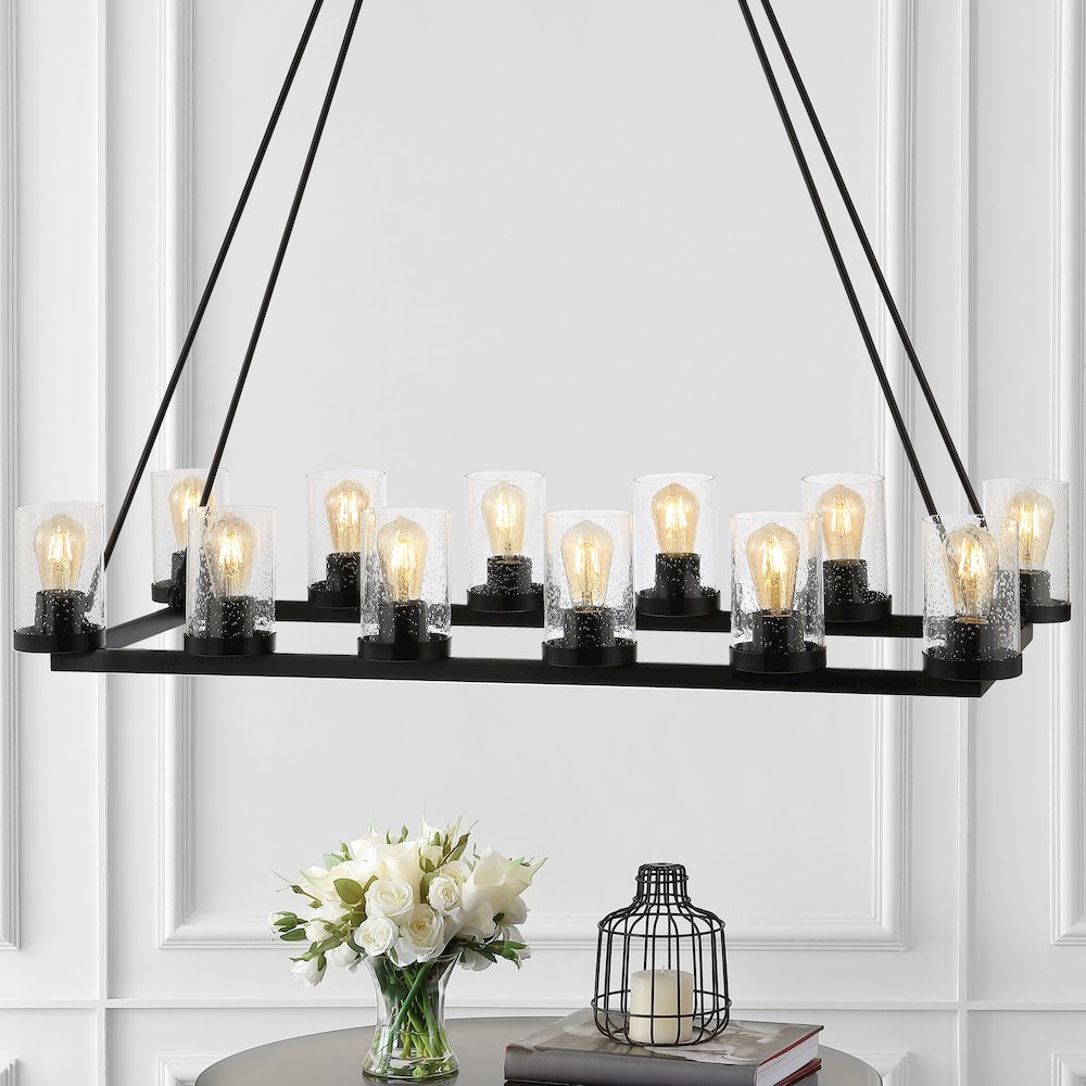 Coronet Iron/Seeded Glass Rustic Farmhouse Led Chandelier. Picture 8