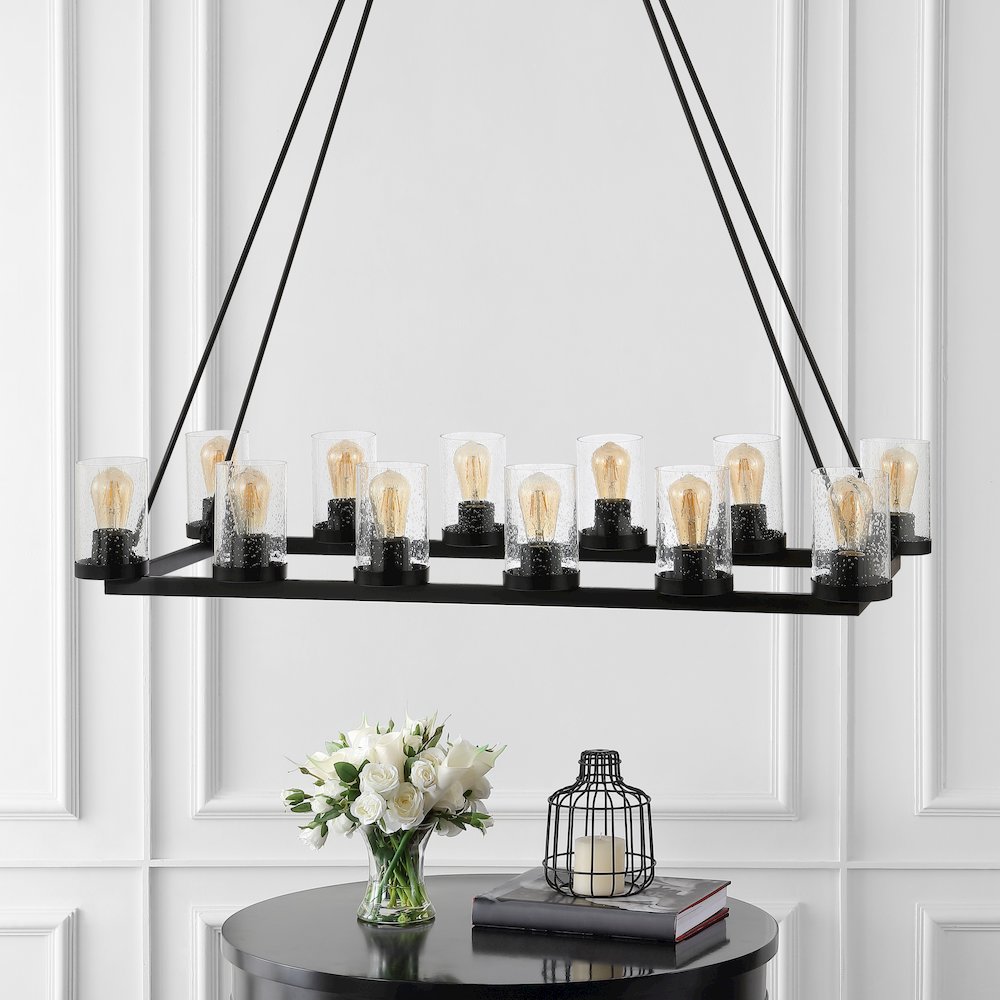 Coronet Iron/Seeded Glass Rustic Farmhouse Led Chandelier. Picture 5