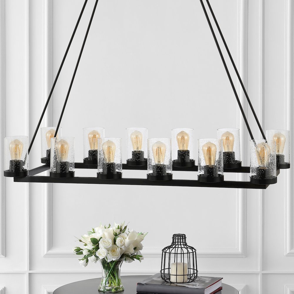 Coronet Iron/Seeded Glass Rustic Farmhouse Led Chandelier. Picture 6