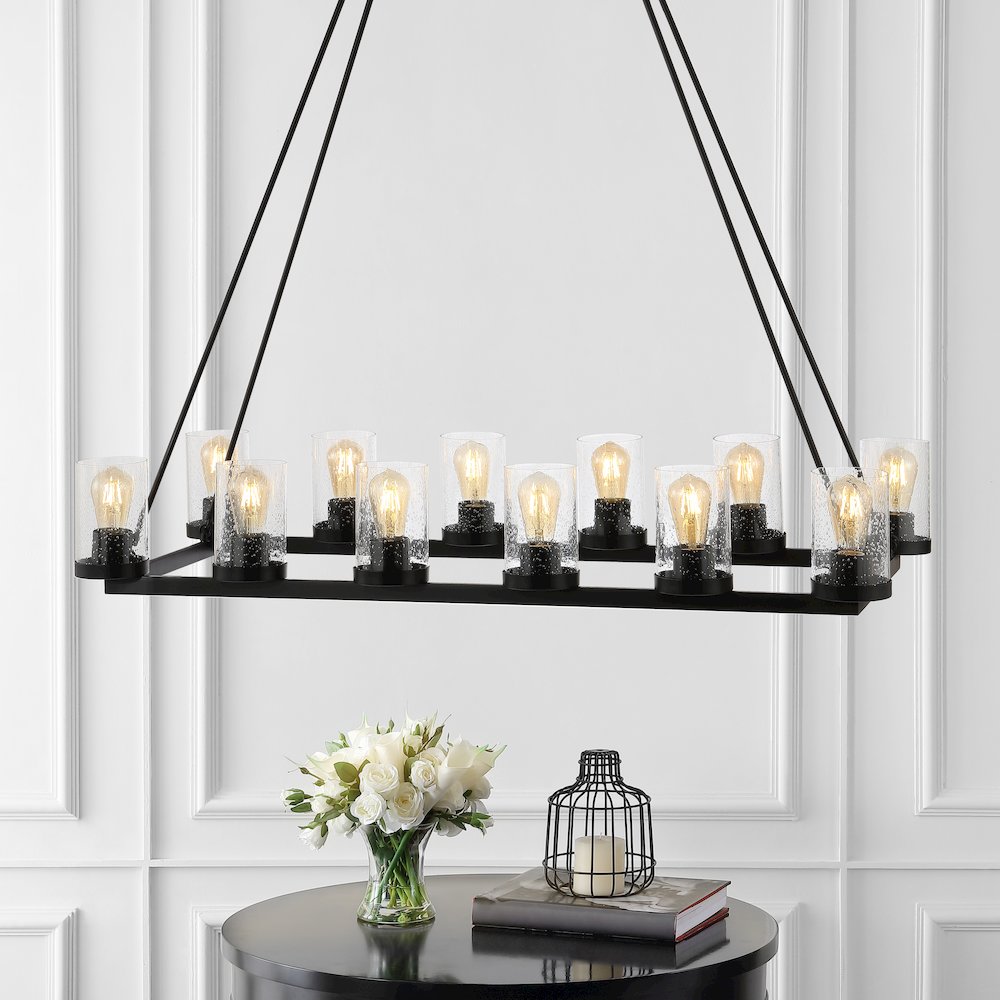 Coronet Iron/Seeded Glass Rustic Farmhouse Led Chandelier. Picture 4