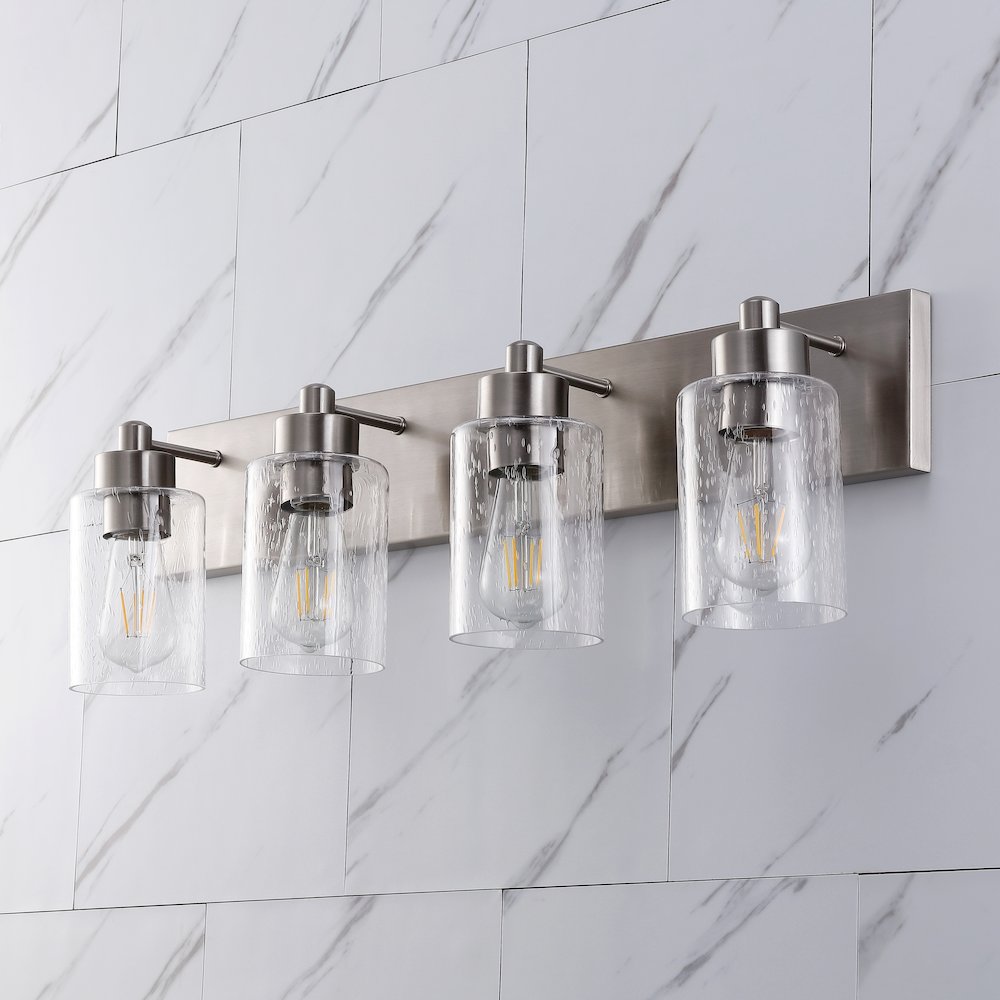 Irving Seeded Glass/Iron Modern Contemporary Led Vanity Light. Picture 10