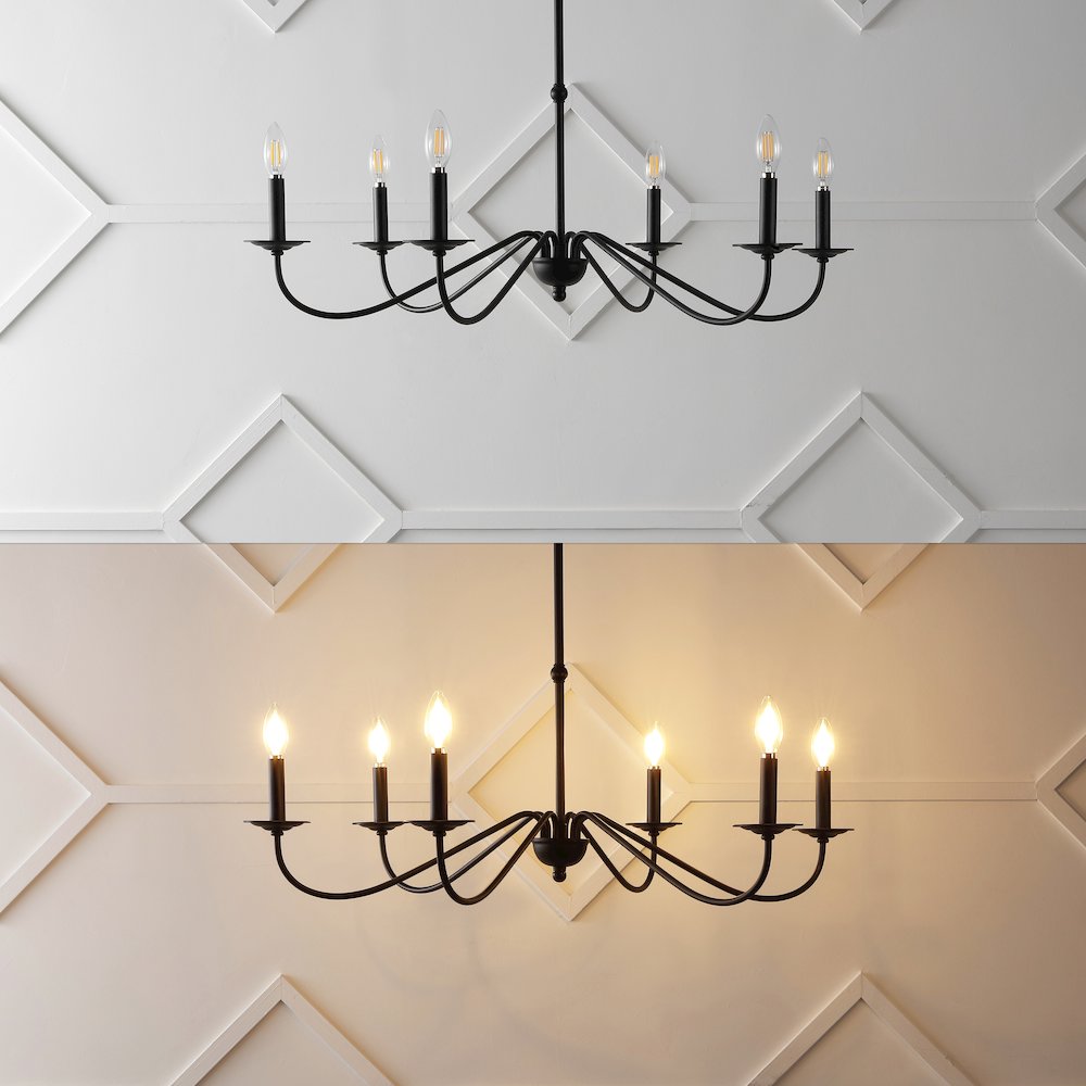 Wicklow 6-Light Bohemian Farmhouse Iron Led Chandelier. Picture 6