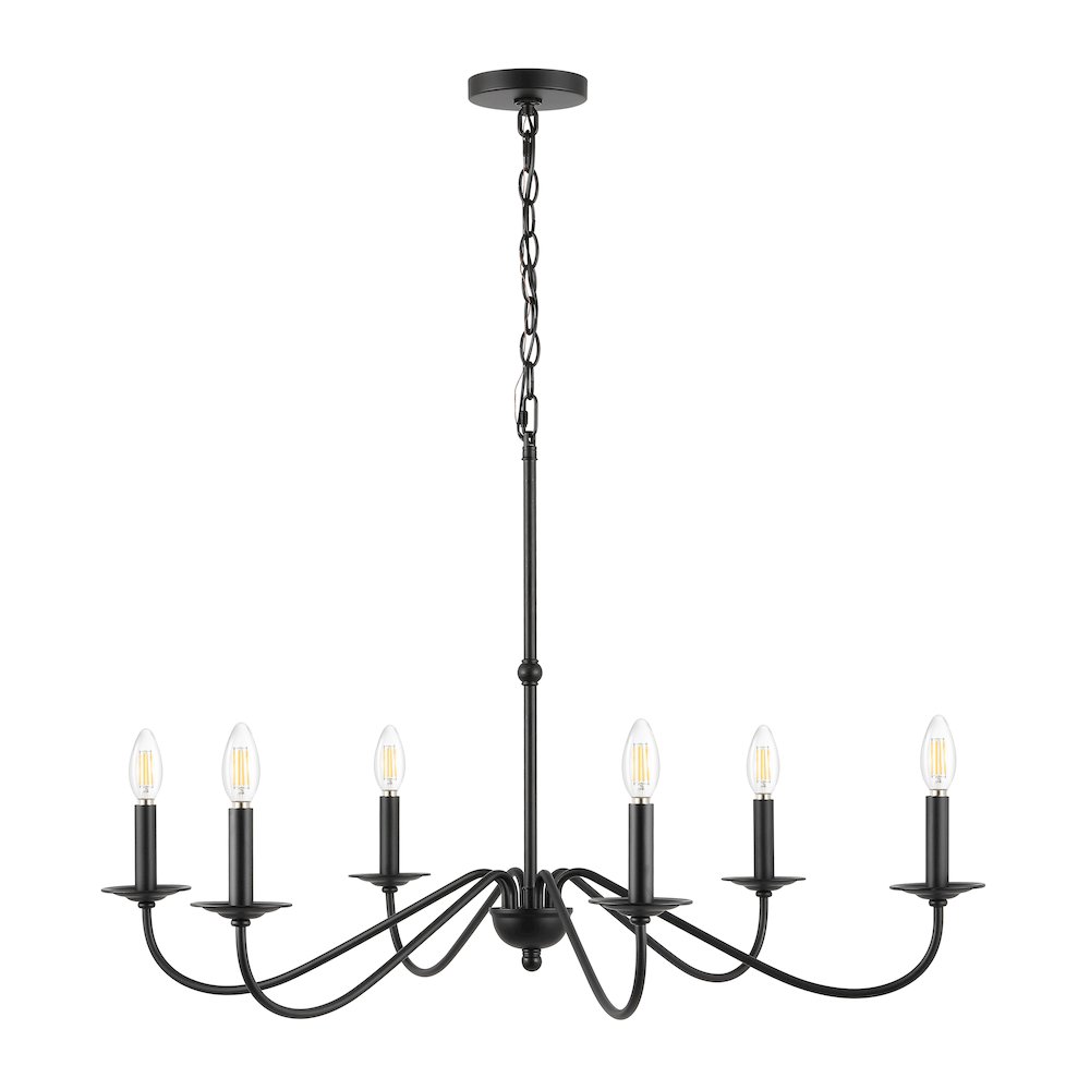 Wicklow 6-Light Bohemian Farmhouse Iron Led Chandelier. Picture 3
