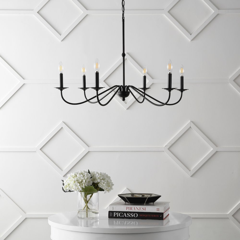 Wicklow 6-Light Bohemian Farmhouse Iron Led Chandelier. Picture 2