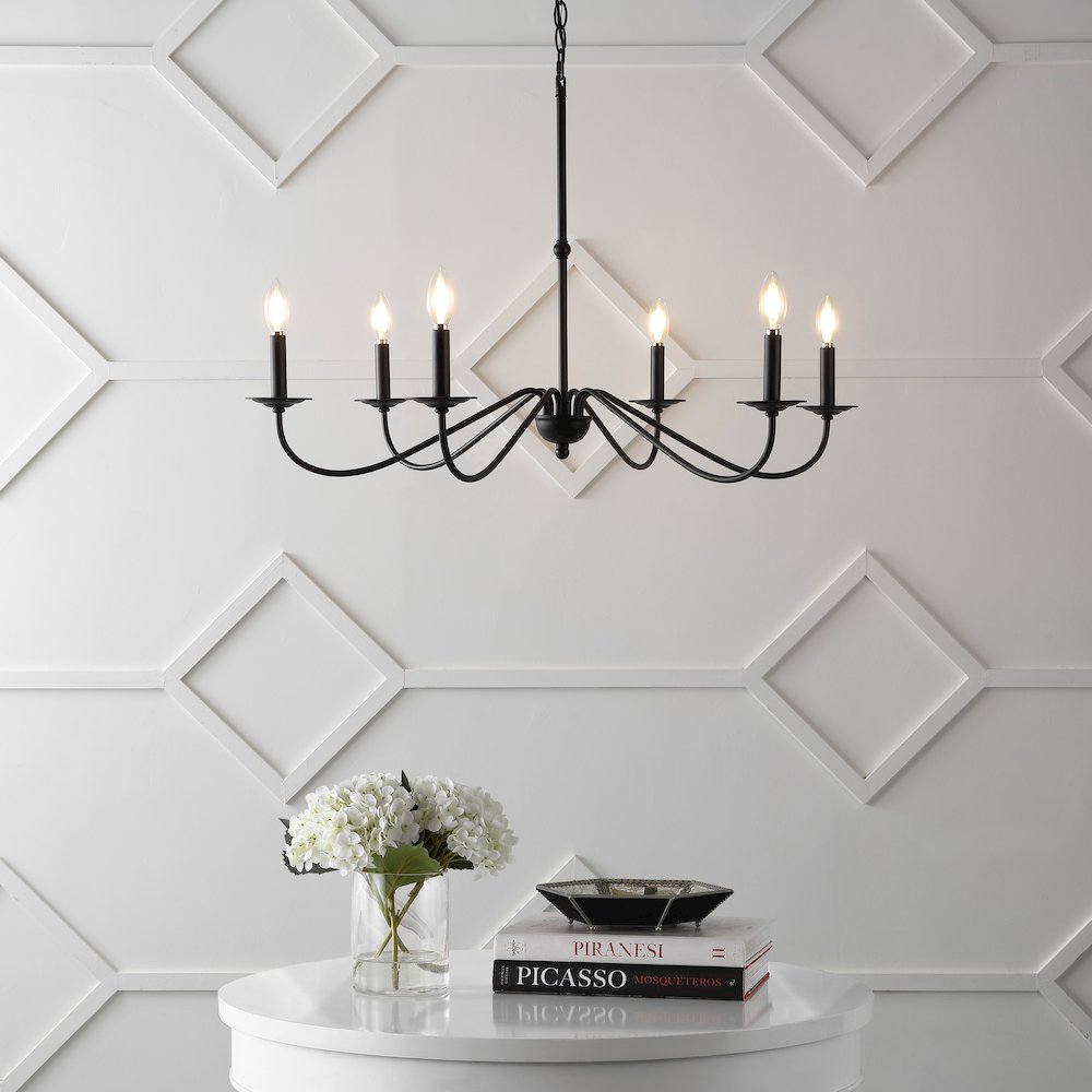 Wicklow 6-Light Bohemian Farmhouse Iron Led Chandelier. Picture 1