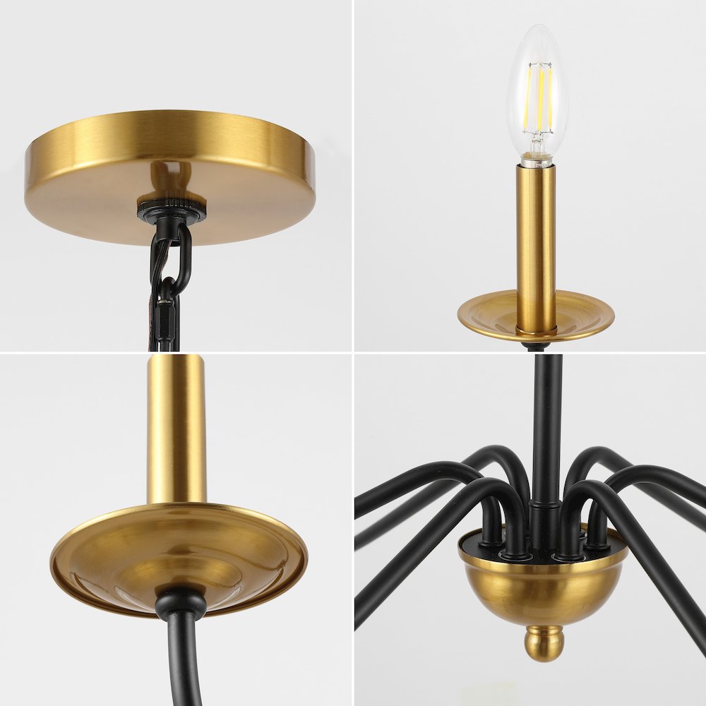 Wicklow 6-Light Bohemian Farmhouse Iron Led Chandelier. Picture 4