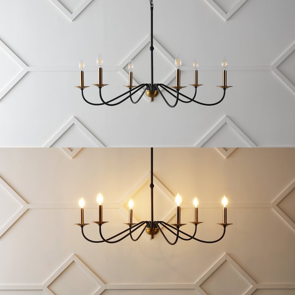 Wicklow 6-Light Bohemian Farmhouse Iron Led Chandelier. Picture 6