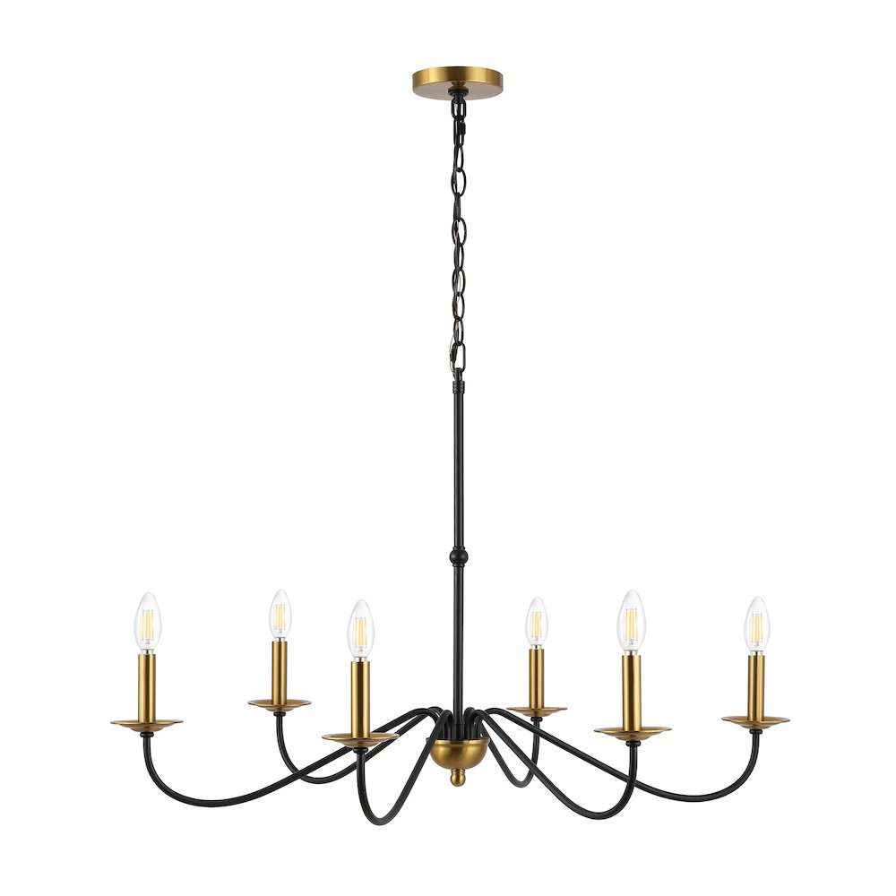 Wicklow 6-Light Bohemian Farmhouse Iron Led Chandelier. Picture 3