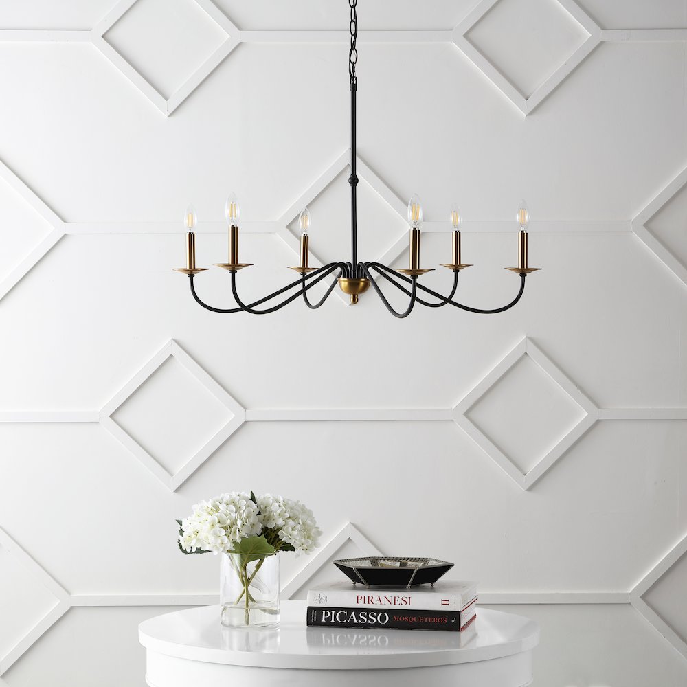 Wicklow 6-Light Bohemian Farmhouse Iron Led Chandelier. Picture 2