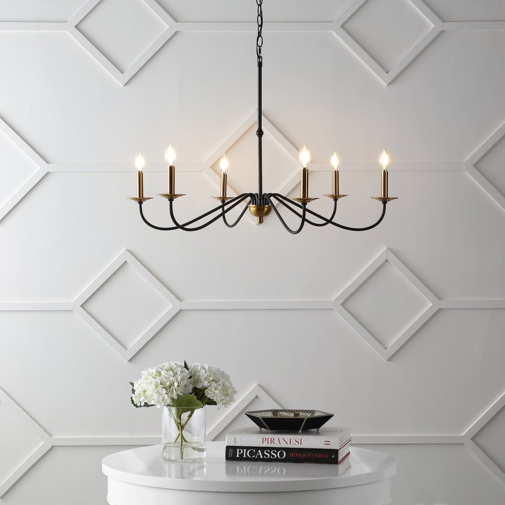 Wicklow 6-Light Bohemian Farmhouse Iron Led Chandelier. Picture 1