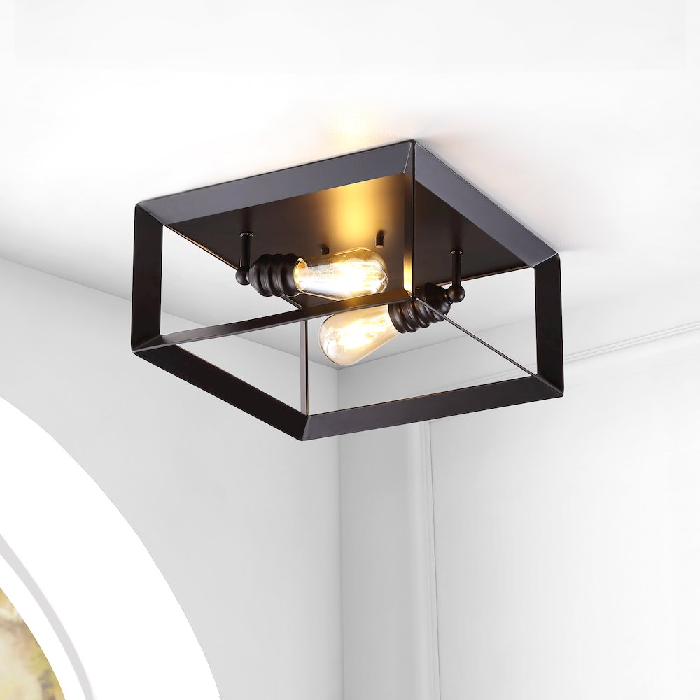 Marfa Square Iron Modern Farmhouse Led Flush Mount. Picture 4
