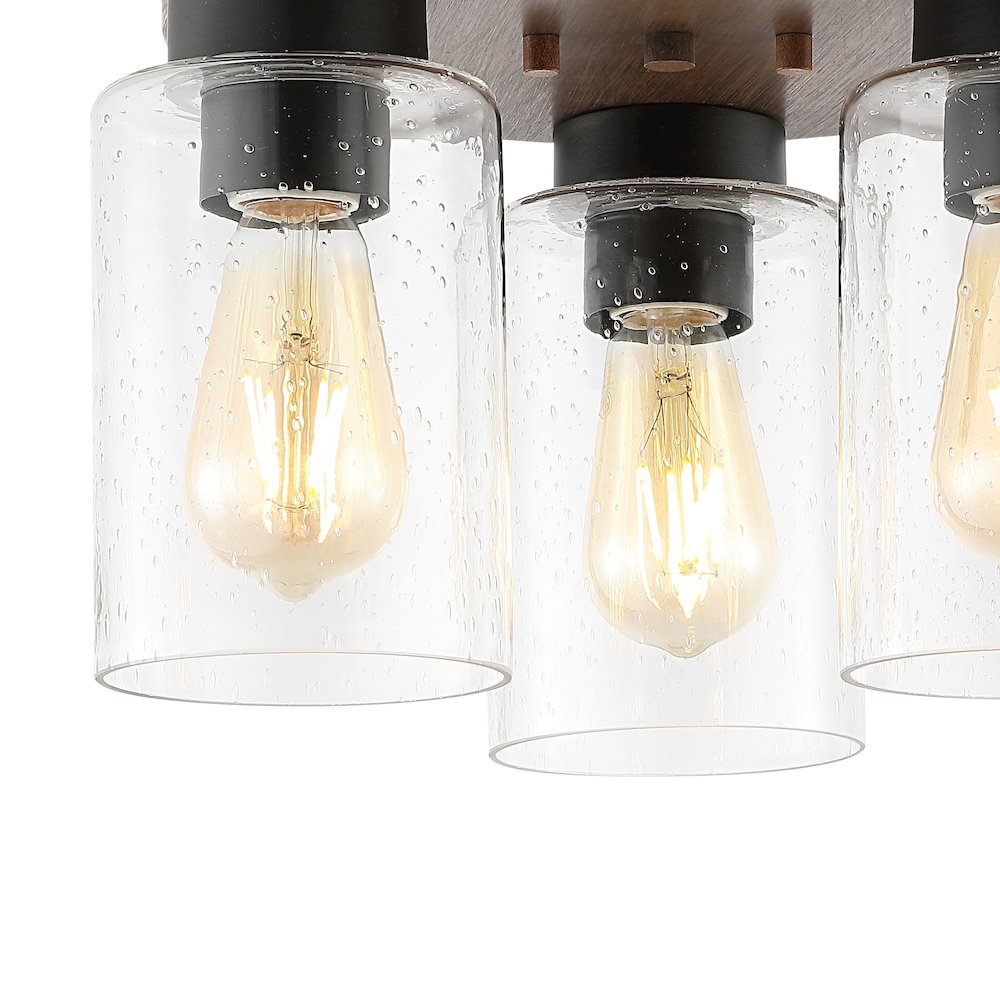 Nola Bohemian Farmhouse Iron/Seeded Glass Led Semi Flush Mount. Picture 2