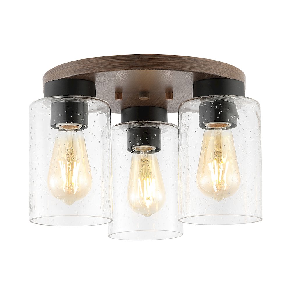 Nola Bohemian Farmhouse Iron/Seeded Glass Led Semi Flush Mount. Picture 7